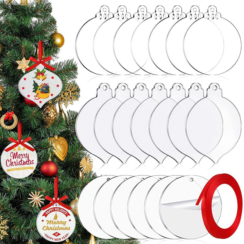 加工亚克力透明挂件圣诞树装饰品挂牌挂件创意工艺品手绘DIY道具