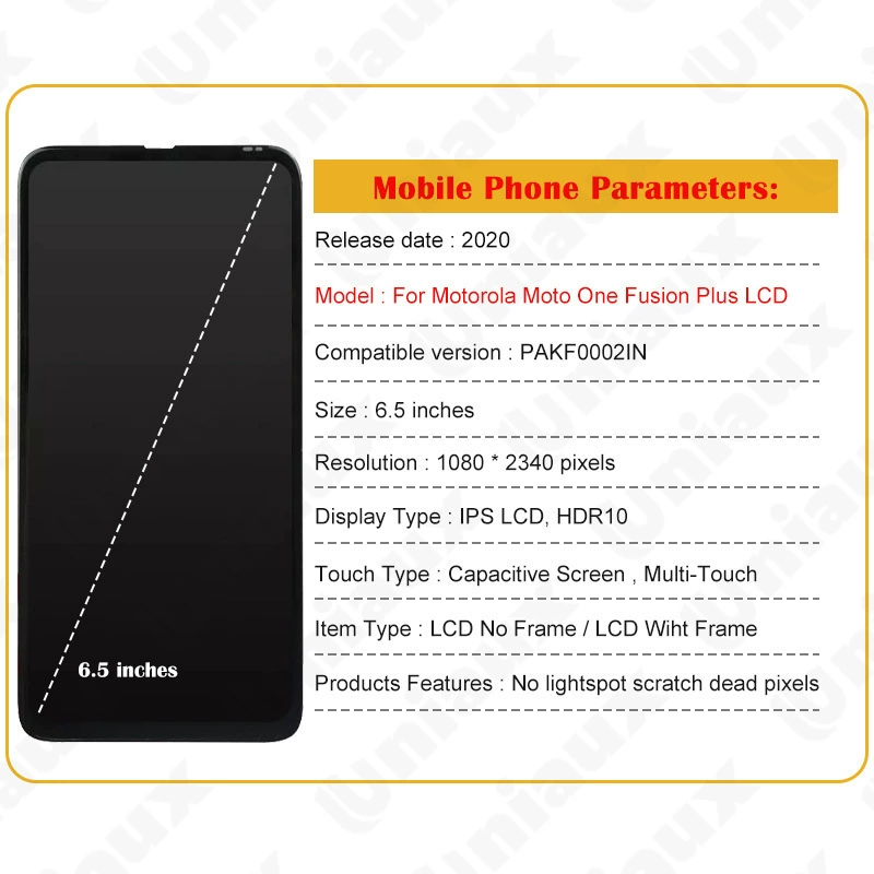 Подходит для Motorola One Fusion Plus — сборка экрана, оригинальный ЖК-дисплей, внутренний и внешний интегрированный экран