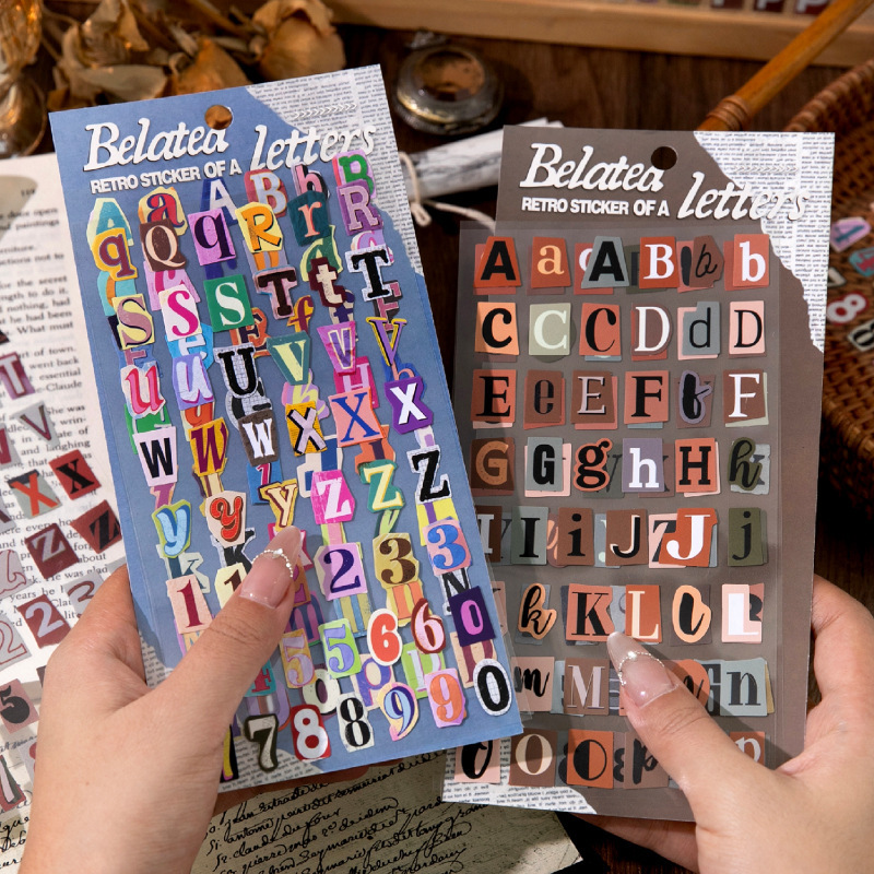 Late Arrival Letter Paper Copperplate Paper Material Stickers English Letters and Numbers Die-Cut Irregular Shape Journal DIY Collage Decoration Late Arrival Letter Paper Copperplate Paper Material Stickers English Letters and Numbers Die-Cut Irregular Shape Journal DIY Collage Decoration