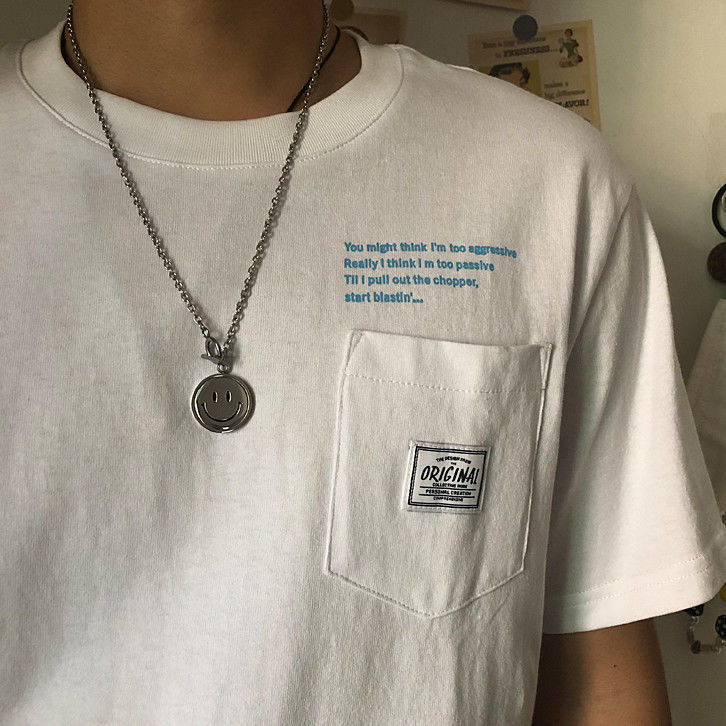 Zhibei details map_0 Guochao Internet celebrity men and women with the same style rotating smiley face necklace ins hip-hop street couples