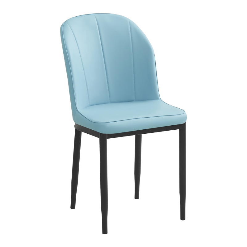 Silla de respaldo simple moderna silla de cuero silla de ocio silla de comedor de paquete suave silla de negociación silla de comedor de tres filas