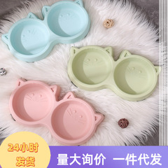 猫碗狗碗猫脸造型宠物碗双碗底部防滑饭盆喝水进食狗盆现货批发