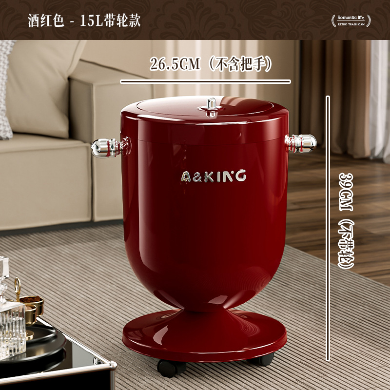 [One] Basura de sala de estar canasta de papel volante rueda de cubierta móvil engrosado doble cubo con cubierta cubo sanitario