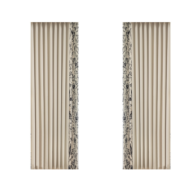 Retro francés crema impresión de viento de color mosaico Cheney Jacquard cortina de sombra sala de estar dormitorio cortina Shaoxing al por mayor