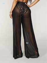 Solid-color mesh and sexy wide-leg pants��ɫ�W���Ը����ѝŮ