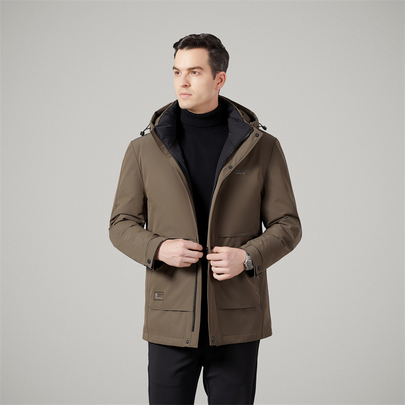 카운터 같은 스타일 캐주얼 화이트 오리 아빠를위한 따뜻한 자켓 경량 따뜻한 남자의 두꺼운 다운 재킷 후드