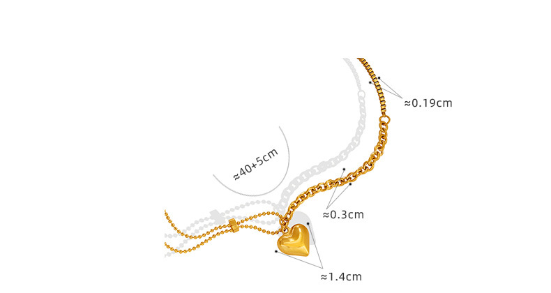 French Style Heart Shape Titanium Steel Plating Metal Necklace 1 Piece