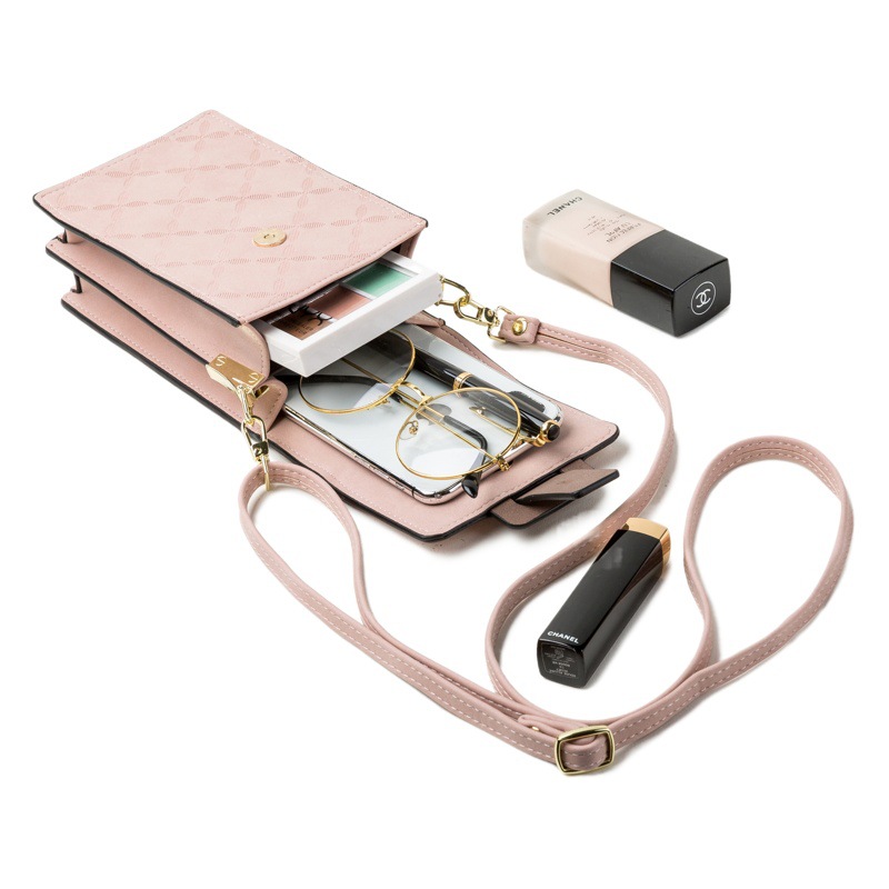 Amazon's Popular Mobile Phone Bag for Women, Korean Style Pu Leather Rhombus Buckle Shoulder Bag, Multi-Functional and Fashionable Women's Crossbody Bag