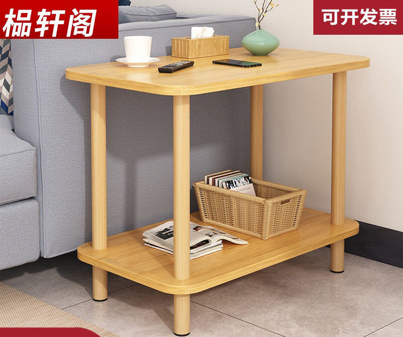 Bedside table, double-layered side table, simple modern small apartment table, mini rental easy small square table bedroom coffee table 