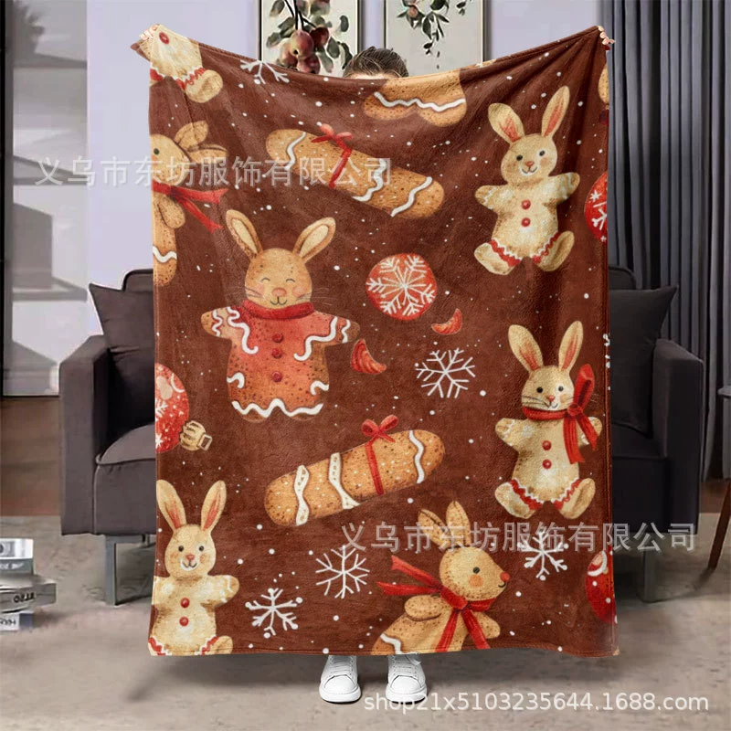 Рождественский имбирный кролик креативный теплый подарок фланелевое одеяло универсальное четыре сезона