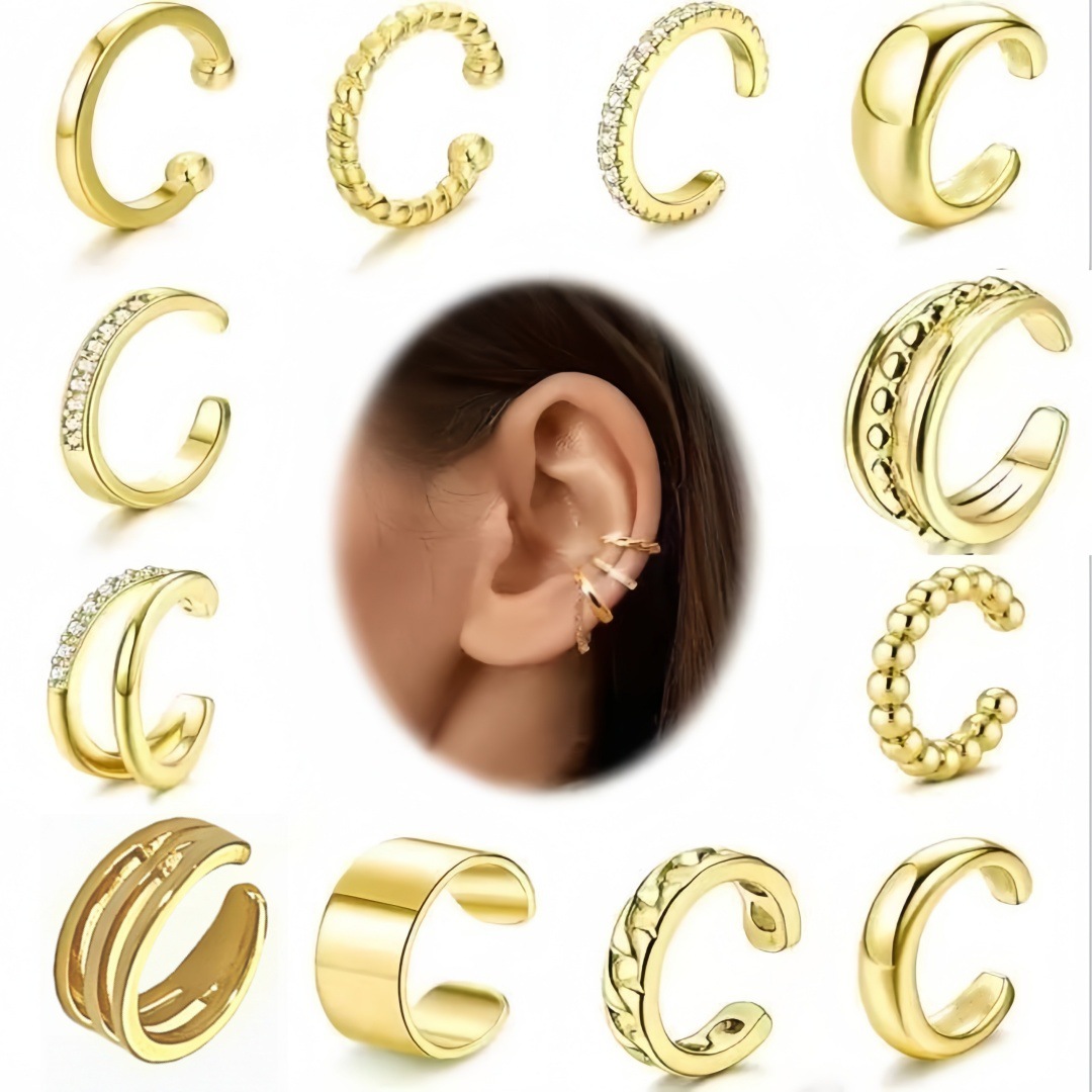 Clip para la oreja sin perforar de 9 piezas de venta caliente de Amazon Clip para la oreja sin perforar tipo aro redondo plateado Clip para la oreja ajustable