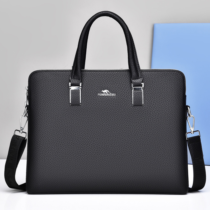Men's handbag horizontal business high-end briefcase men's double A4 file bag computer bag commuter gift wholesale