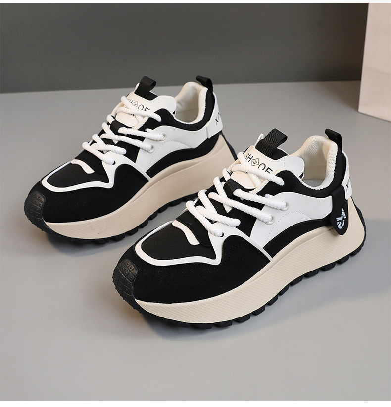 Women New Fashion Chunky Sneakers Women Autumn New Lace Up Casual Platform Sports Shoes Female Goth High Heels Sneakers_voghion.com