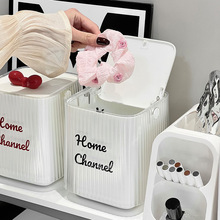 网红蝴蝶结化妆品按压收纳盒桌面高级感家用多功能双层桌面收纳盒
