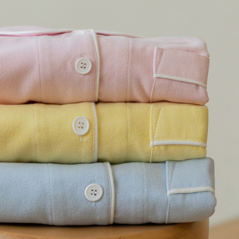 Unprinted Couple Pajamas for Women Spring and Autum Pure Cotton Brushed Velvet Autum and Winter Thickeneded Cotton Long-Sleeved Home Clothes for Men Large Size Unprinted Couple Pajamas for Women Spring and Autum Pure Cotton Brushed Velvet Autum and Winter Thickeneded Cotton Long-Sleeved Home Clothes for Men Large Size