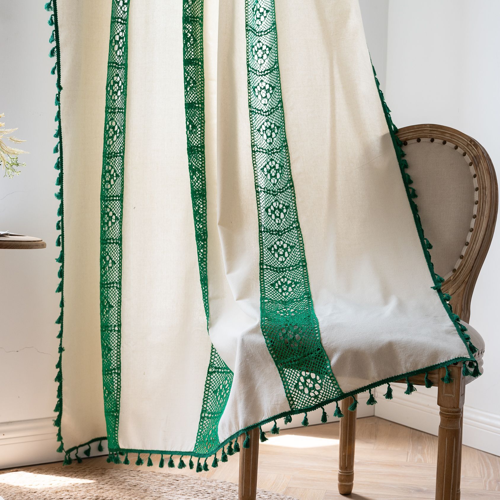 베이지 스플라이싱 그린 코바늘 3피스 + 후크형