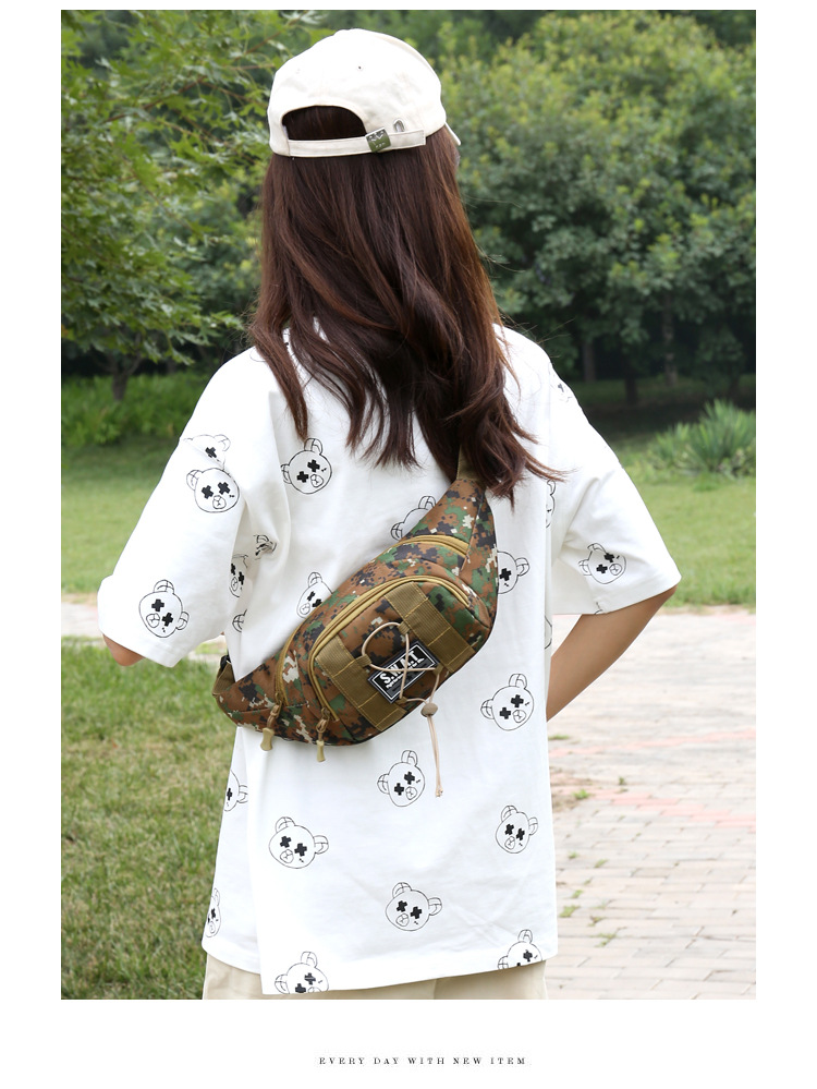Sports bag Camouflage Military Fan waist bag, multi-functional crossbody bag, Outdoor running sports, large-capacity single-shoulder chest bag undefined
