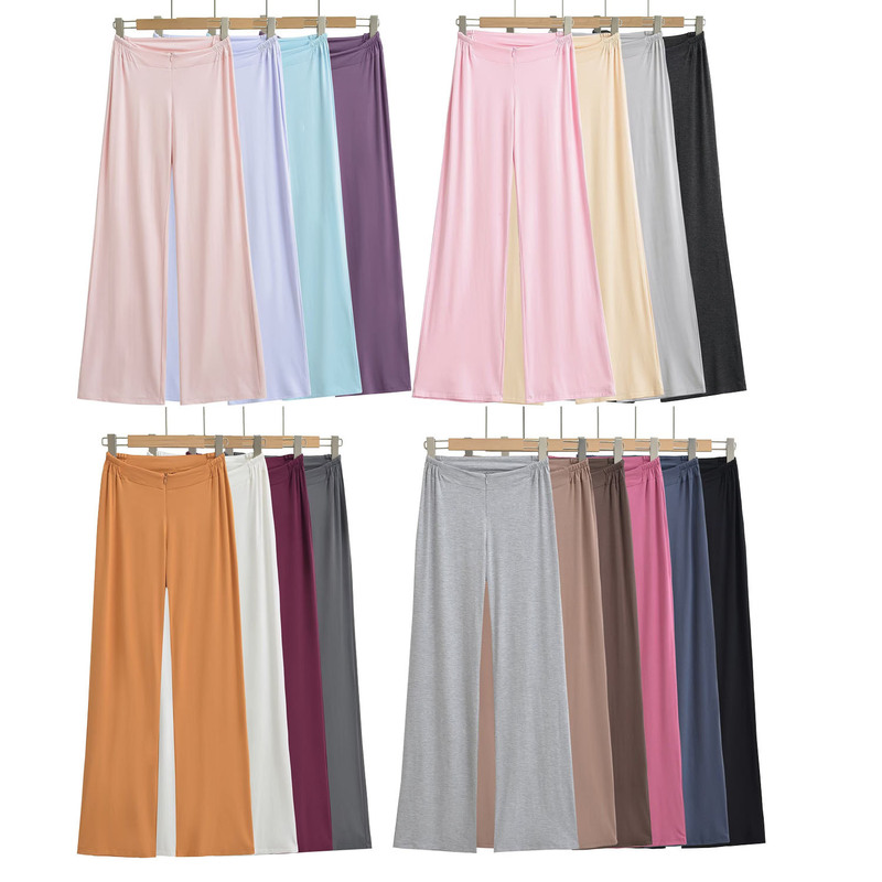 Relaxed V-Waist Zipper Slimming Wide-Leg Casual Pants for Women, Spring and Summer Drapey Yoga Home Thin Straight Pants Relaxed V-Waist Zipper Slimming Wide-Leg Casual Pants for Women, Spring and Summer Drapey Yoga Home Thin Straight Pants