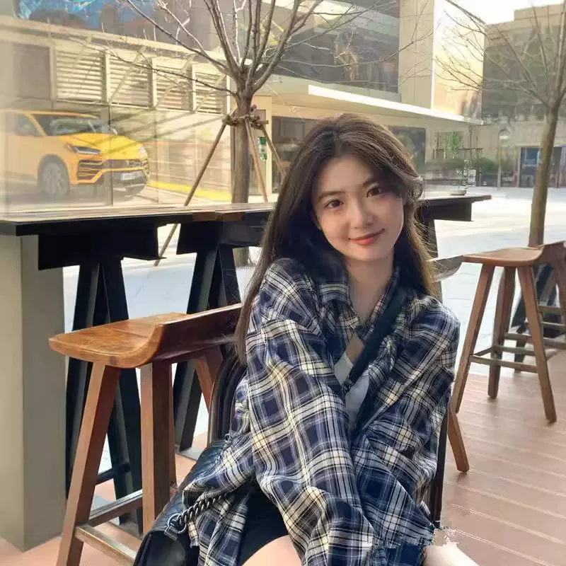 慵懒复古中长款格子宽松女衬衫百搭休闲薄款时尚气质长袖外套防晒