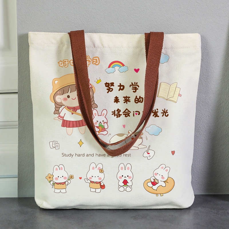 Canvas Bag for Women 2026 New Model Large Capacity Shoulder Bag Student Tutoring Bag Manufacturer Wholesale Cartoon Tote Bag Canvas Bag for Women 2026 New Model Large Capacity Shoulder Bag Student Tutoring Bag Manufacturer Wholesale Cartoon Tote Bag