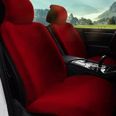 Seat Square Cushion Free Binding Backrest | Seat cushion, seat cover - imitation-rabbit-fur-burgundy-car-alone