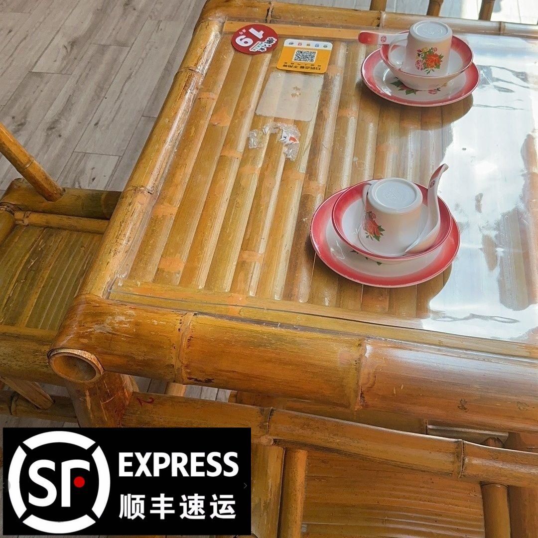 Mesa y silla de bambú de patio retro combinación de sillas de bambú mesas de bambú antiguas mesas cuadradas al aire libre mesas de té muebles de bambú