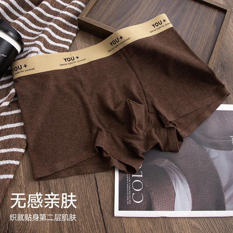Autumn and Winter New Style Maillard Brushed Men's Underwear 10A Antibacterial Crotch Men's Boxer Shorts Seamless Breathable Four-Corner Shorts