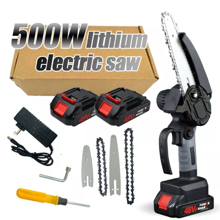 21V无线电锯 手持修枝锯充电式小型电动锯木工园林伐木迷你电链锯