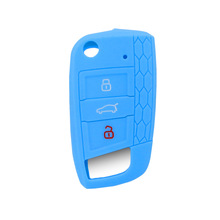 适用大众GTI折叠3键硅胶钥匙包新帕萨特蜂窝软胶汽车遥控器保护套