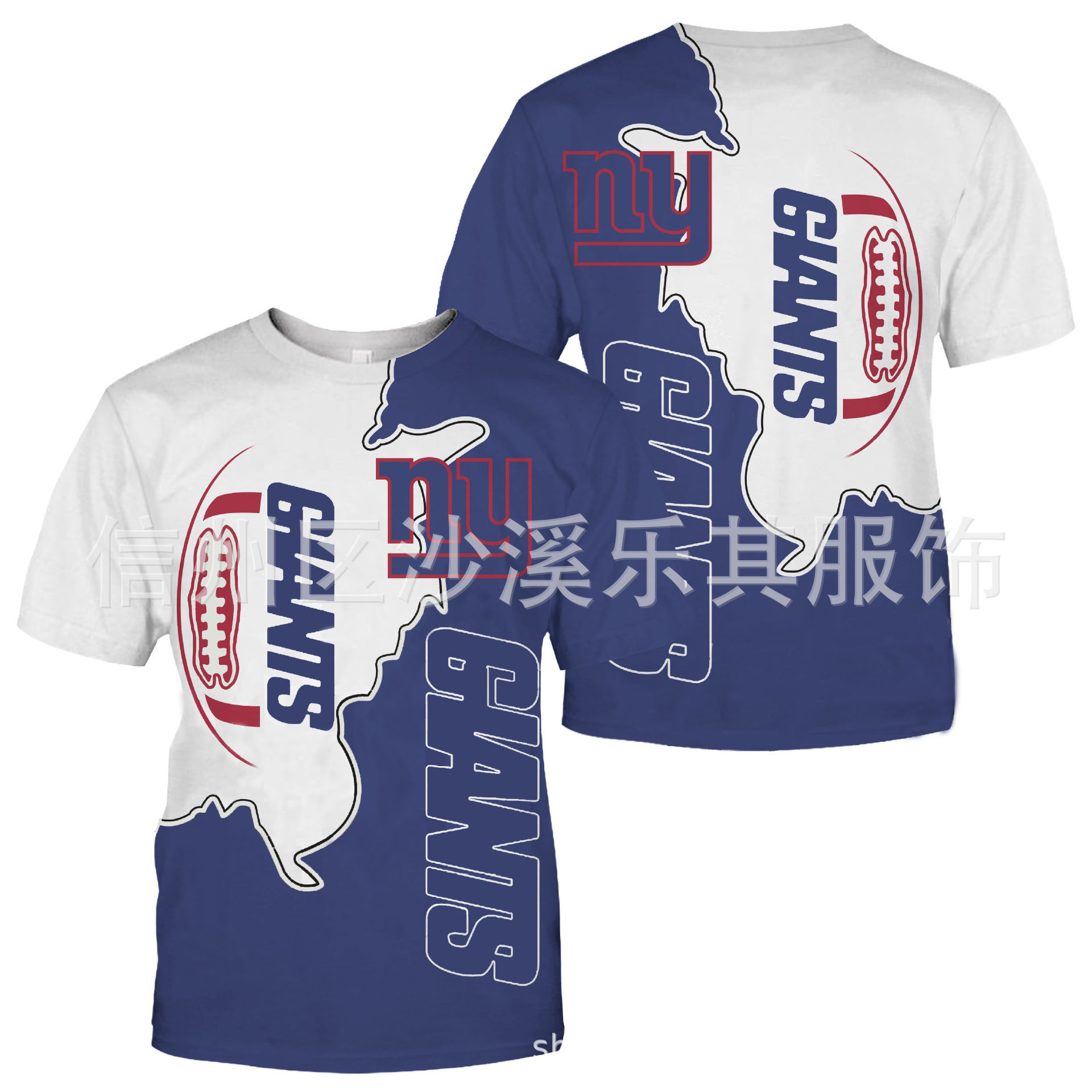 2024 Amazon nuevos hombres tendencia europea y americana delgada cuello redondo NFL camiseta de manga corta impresión digital casual código europeo