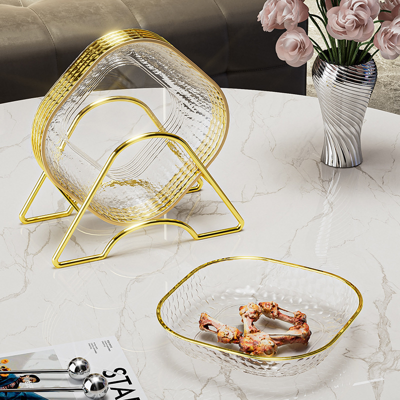 Light Luxury High-End Transparent Plate, Bone Plate, Dining Table Bone Plate, Food-Grade Plastic Plate, Fruit Plate, Vegetable Plate, Snack Plate