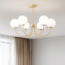 创意北欧全铜玻璃轻奢灯具网红魔豆分子客厅吊灯现代主卧室餐厅灯