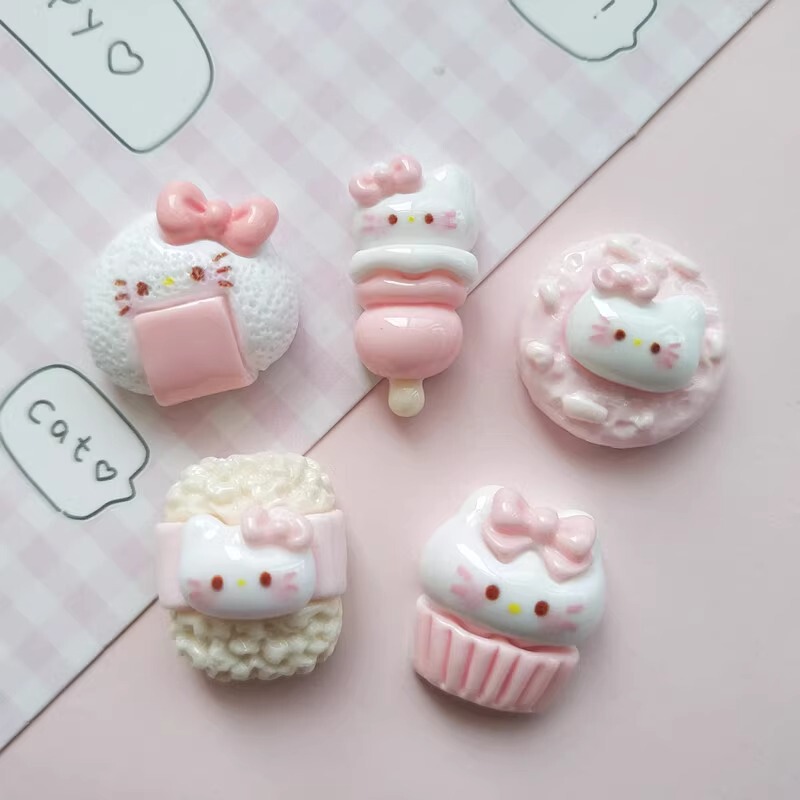 Cartoon diy resin accessories accessories multi-color kitten string cream glue handmade hair clip mobile phone case shoe buckle accessories