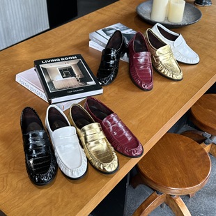 2025 Spring and Autumn New Women's Shoes Retro Fashion Leather Slip-On Casual Leather Shoes Soft Sole Loafers for Women