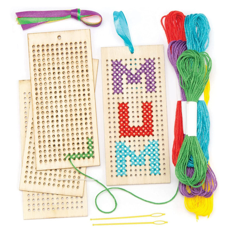 Wooden Cross Stitch Bookmark Star Handmade Sewing Kit Tag DIY Handmade Children's Painting Crafts Kit Wooden Cross Stitch Bookmark Star Handmade Sewing Kit Tag DIY Handmade Children's Painting Crafts Kit