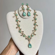 森系精灵小清新花朵水滴项链耳环套装个性精致简约高级感项链