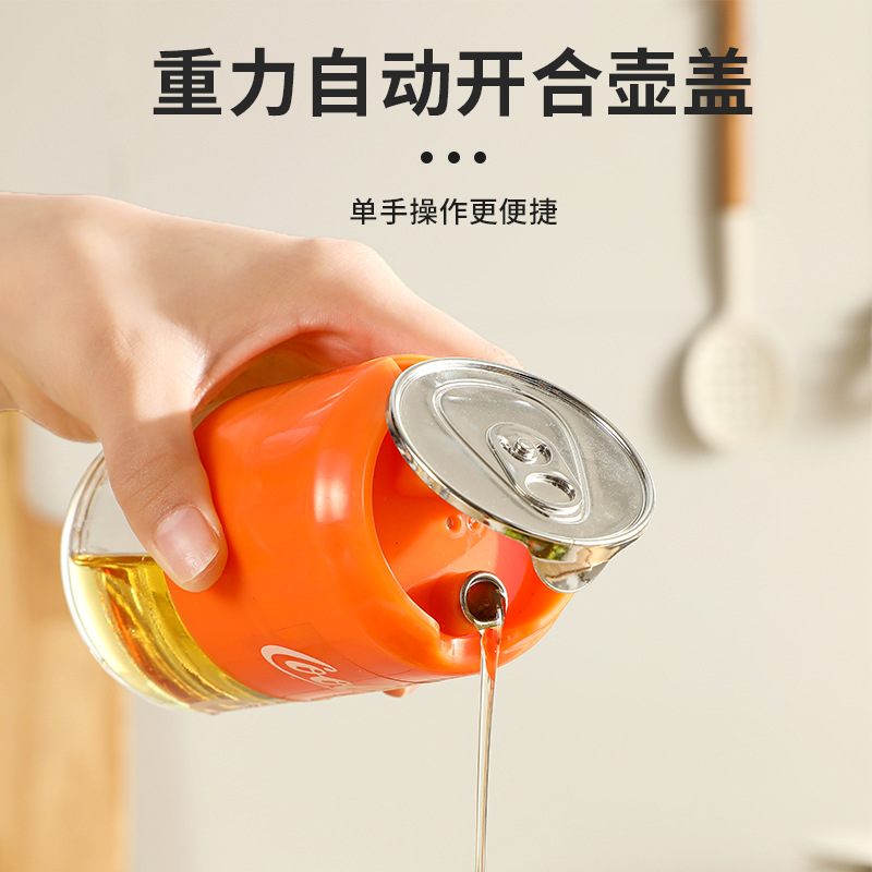 Tarro de condimento personalizado, apertura y cierre automáticos, cocina a prueba de fugas, salsa de soja, vinagre, botella de aceite de cola, olla de aceite de condimento de vidrio resistente a altas temperaturas