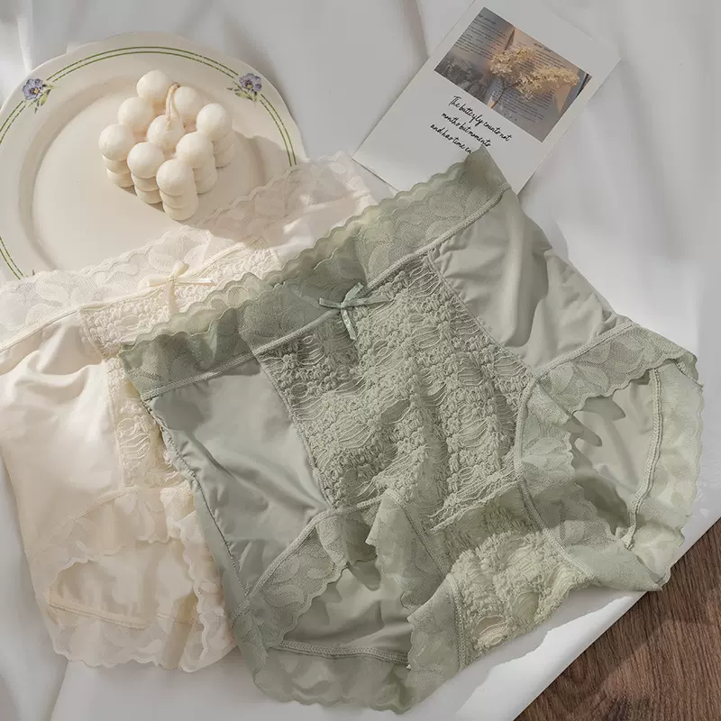 性感法式浪漫高腰内裤女收腹提臀透气抗菌蚕丝裆女士三角裤大码