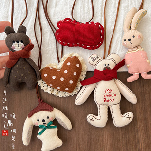 Children's Cute Korean Fabric Pendant Necklace Stereo Doll Bunny Cartoon Girl Accessories Small Apple Pendant