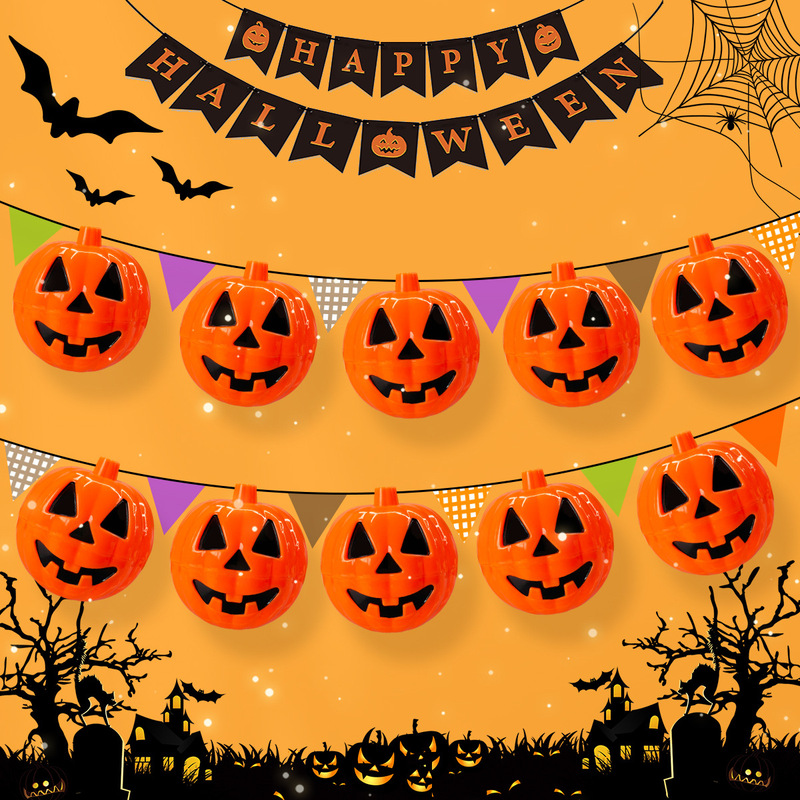 Halloween Pumpkin Shell Stuffed Toy Cross Border Plastic Box Pumpkin Head Eggshell Blind Box Candy Storage Gift Box Props