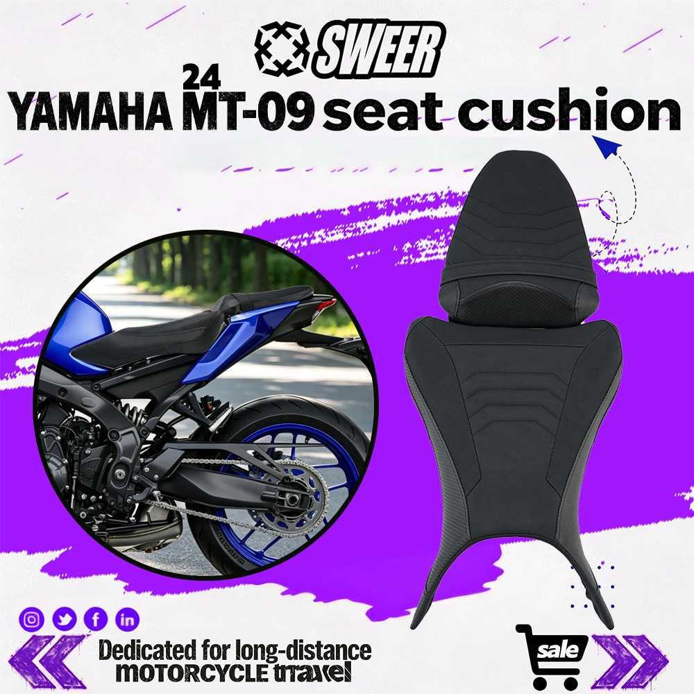 Suitable for 24-26 Yamaha MT09/SP models, modified front and rear seat cushions, breathable, shock-absorbing, comfortable seat pads