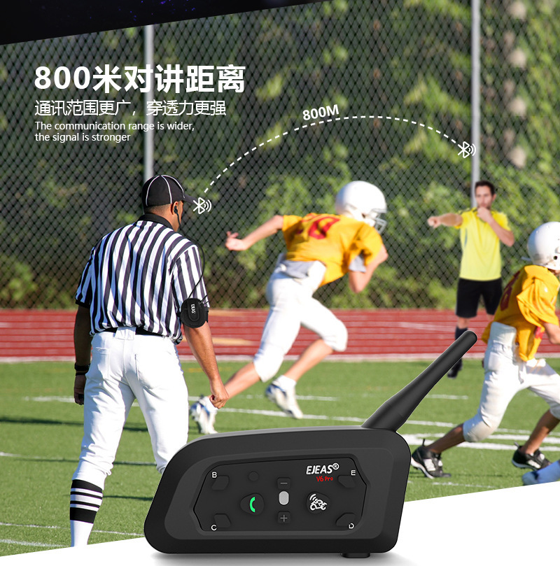 EJEASV6Cpro+ Football Referee Intercom Headset Referee Headset Helmet Bluetooth Headset Noise Reduction Waterproof Cross-Border