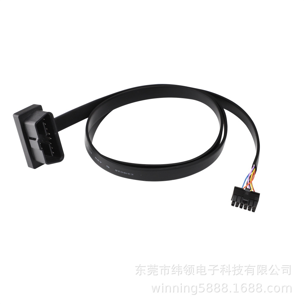 OBDII 16针外螺纹至Molex3.0 12针扁平OBD Molex 12P电缆