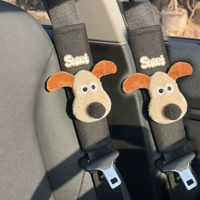 and Personalized Car Accessories, Seat belt shoulder pad - black-velvet-sueet-dog-2-pack