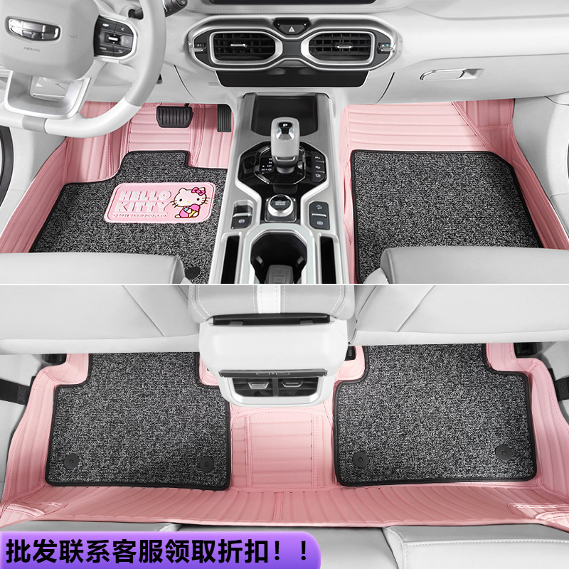 Hellokitty汽车脚垫全包围女专车设计防脏可爱内饰粉色主驾驶地垫