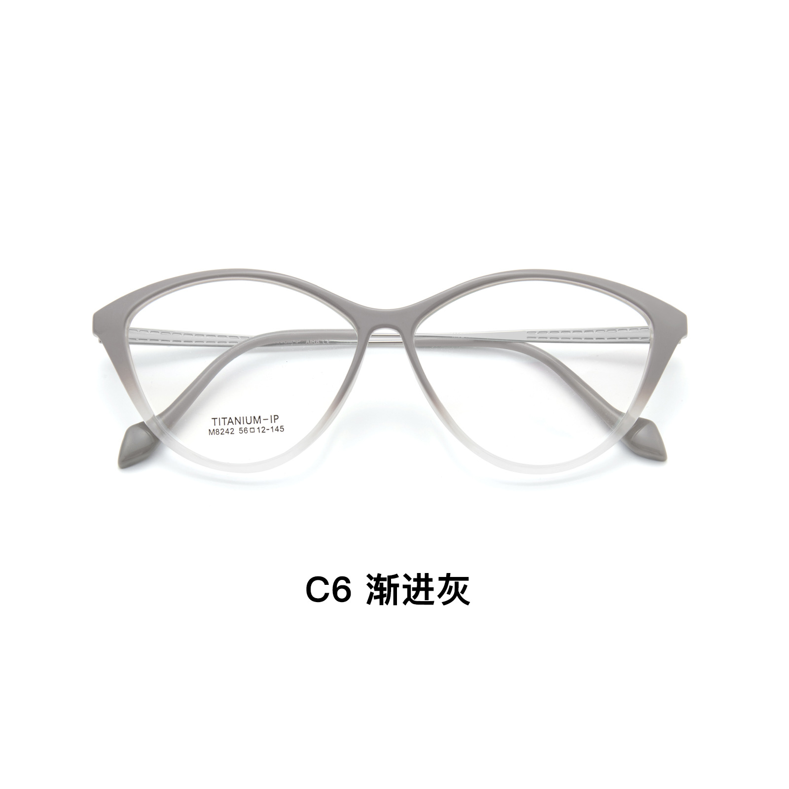 Retro francés ojo de gato red TR gran cara marco de gafas vacío IP pierna de titanio anti-deformación Danyang marco de gafas al por mayor