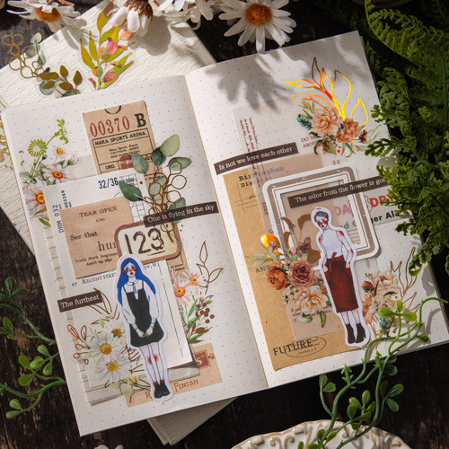 Beautiful Day Flower Dream Series Bronzing Plant Sticker Pack Retro Handbook Material Decorative Stickers 40 Pieces