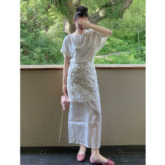 盛夏清纯白月光穿搭绝美巨好看富家千金小香风白色亚麻套装法式风
