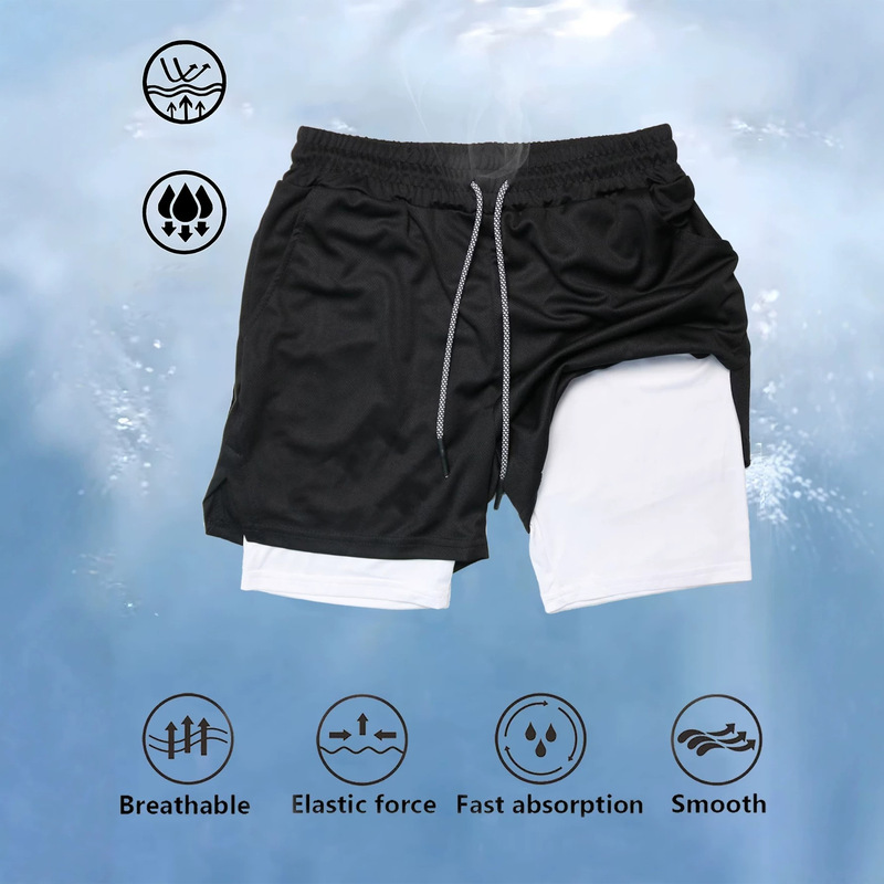 Men's 2-in-1 Running Shorts, Quick-Drying and Breathable, Suitable for Competitive Training and Gym Workouts Men's 2-in-1 Running Shorts, Quick-Drying and Breathable, Suitable for Competitive Training and Gym Workouts