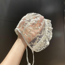 宝宝韩版夏季薄款蕾丝帽婴儿帽子公主帽花边宫廷帽婴幼儿满月胎帽